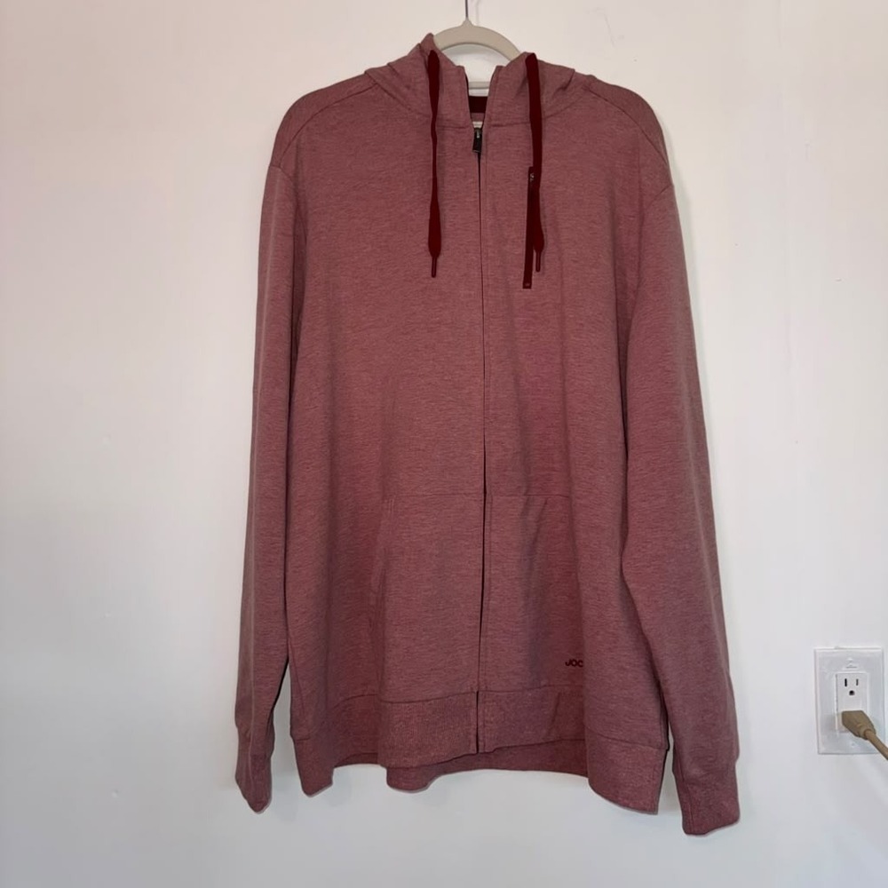 Jockey Mens XXL go to Full Zip Hoodie Sweatshirt Heathered Mauve Plum Activewear